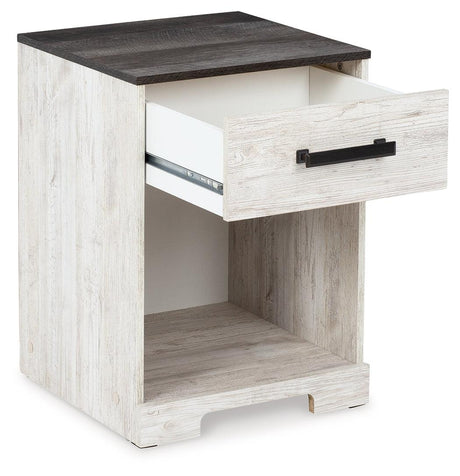 Shawburn Nightstand by Ella Furniture open drawer and cubby