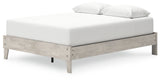 Shawburn Whitewash Queen Platform Bed showing front angle