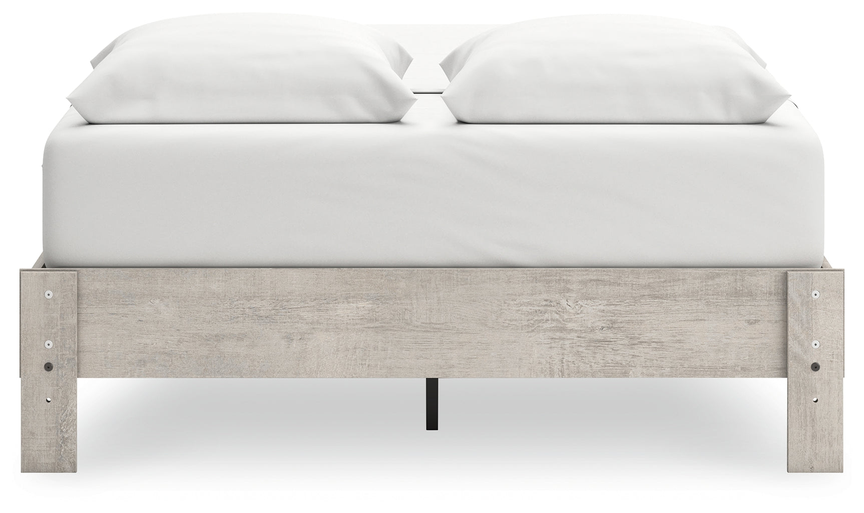 Shawburn Whitewash Queen Platform Bed showing front angle
