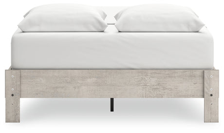Shawburn Whitewash Queen Platform Bed showing front angle
