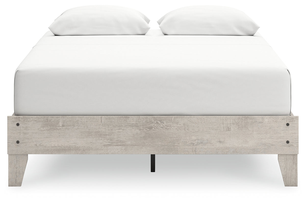 Shawburn Whitewash Queen Platform Bed showing front angle