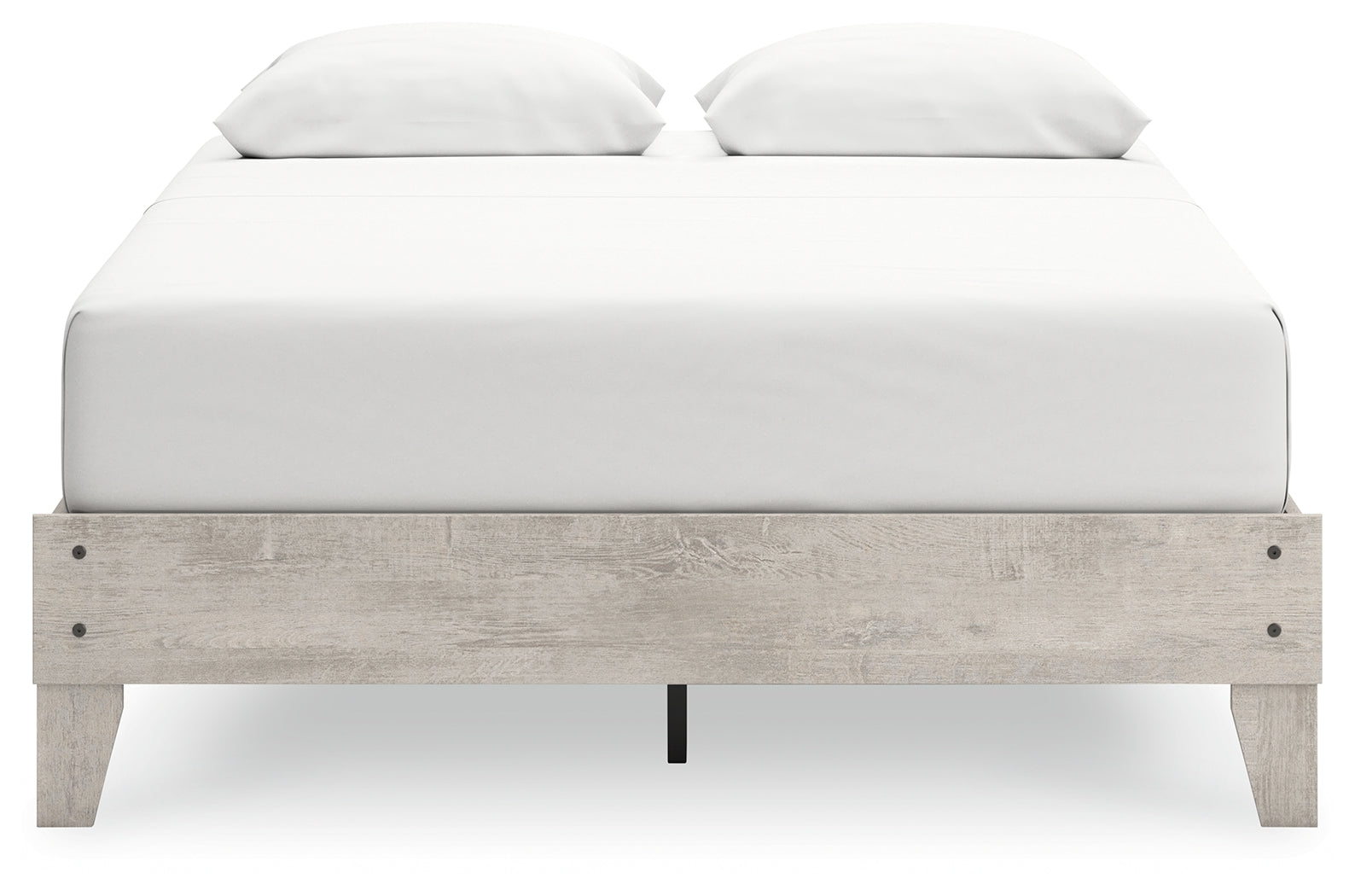 Shawburn Whitewash Queen Platform Bed showing front angle