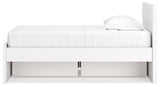 Perspective angle of Onita white twin platform bed