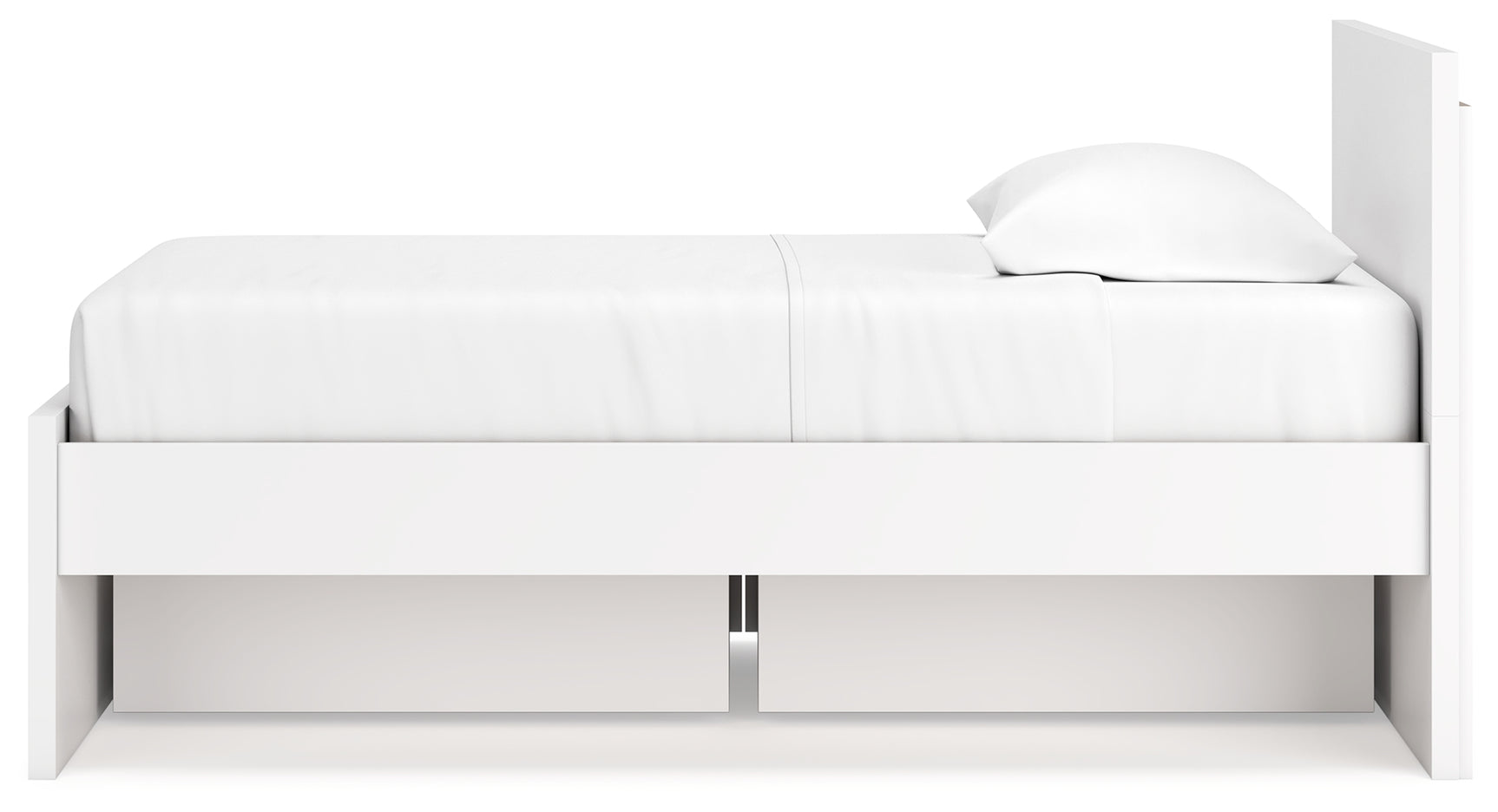 Perspective angle of Onita white twin platform bed