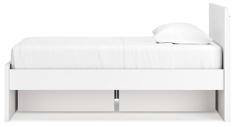 Perspective angle of Onita white twin platform bed