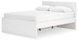Onita white queen panel platform bed angled view