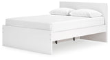 Onita white queen panel platform bed angled view