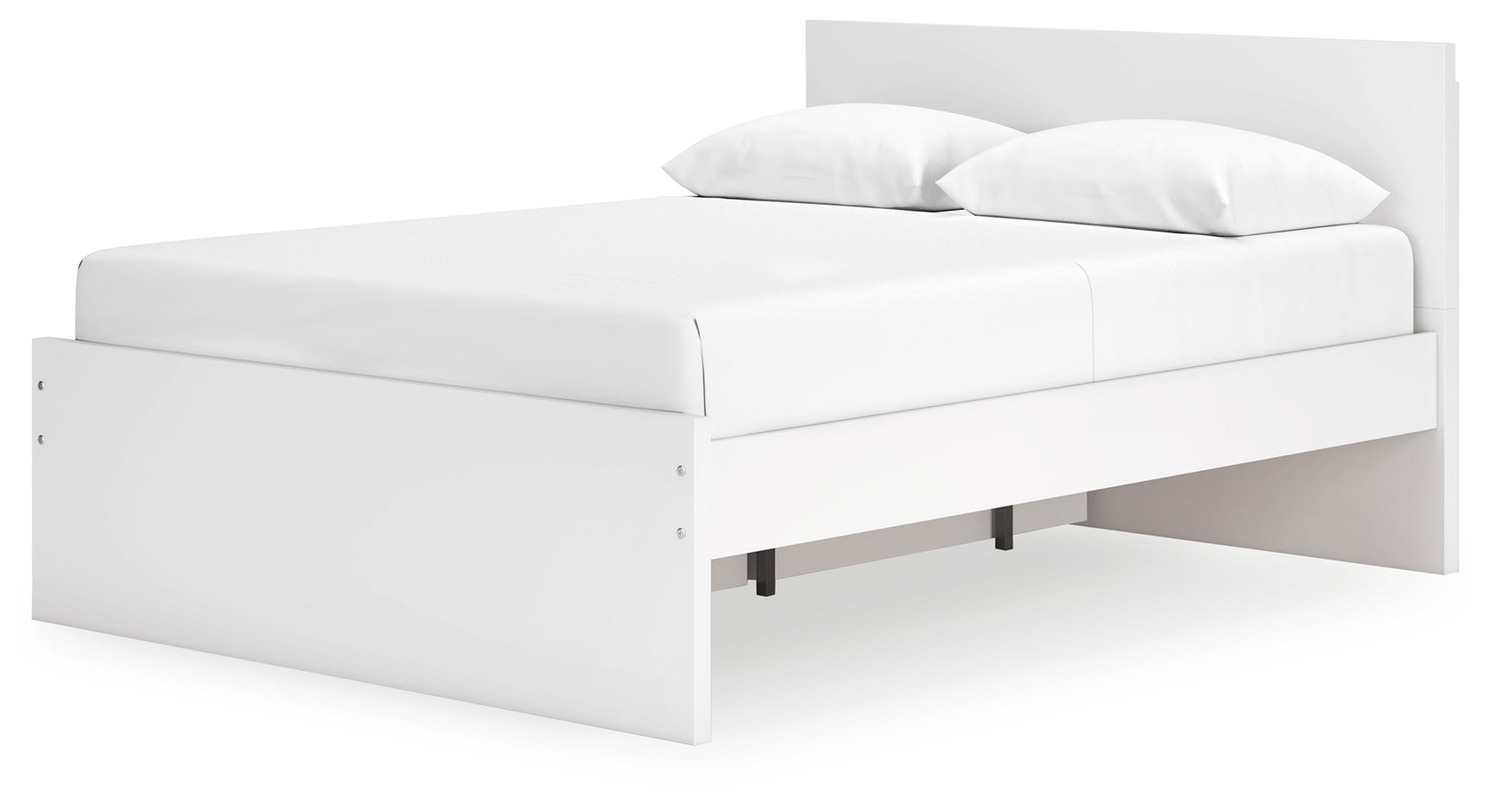 Onita white queen panel platform bed angled view