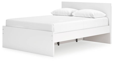 Onita white queen panel platform bed angled view