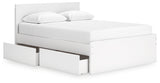Back view of Onita white queen panel bed