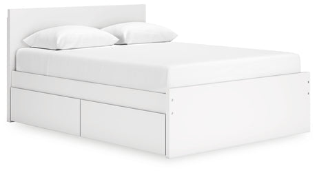 Onita queen platform bed side storage drawers open