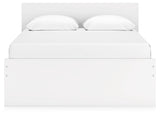 Side profile of Onita white bed with storage