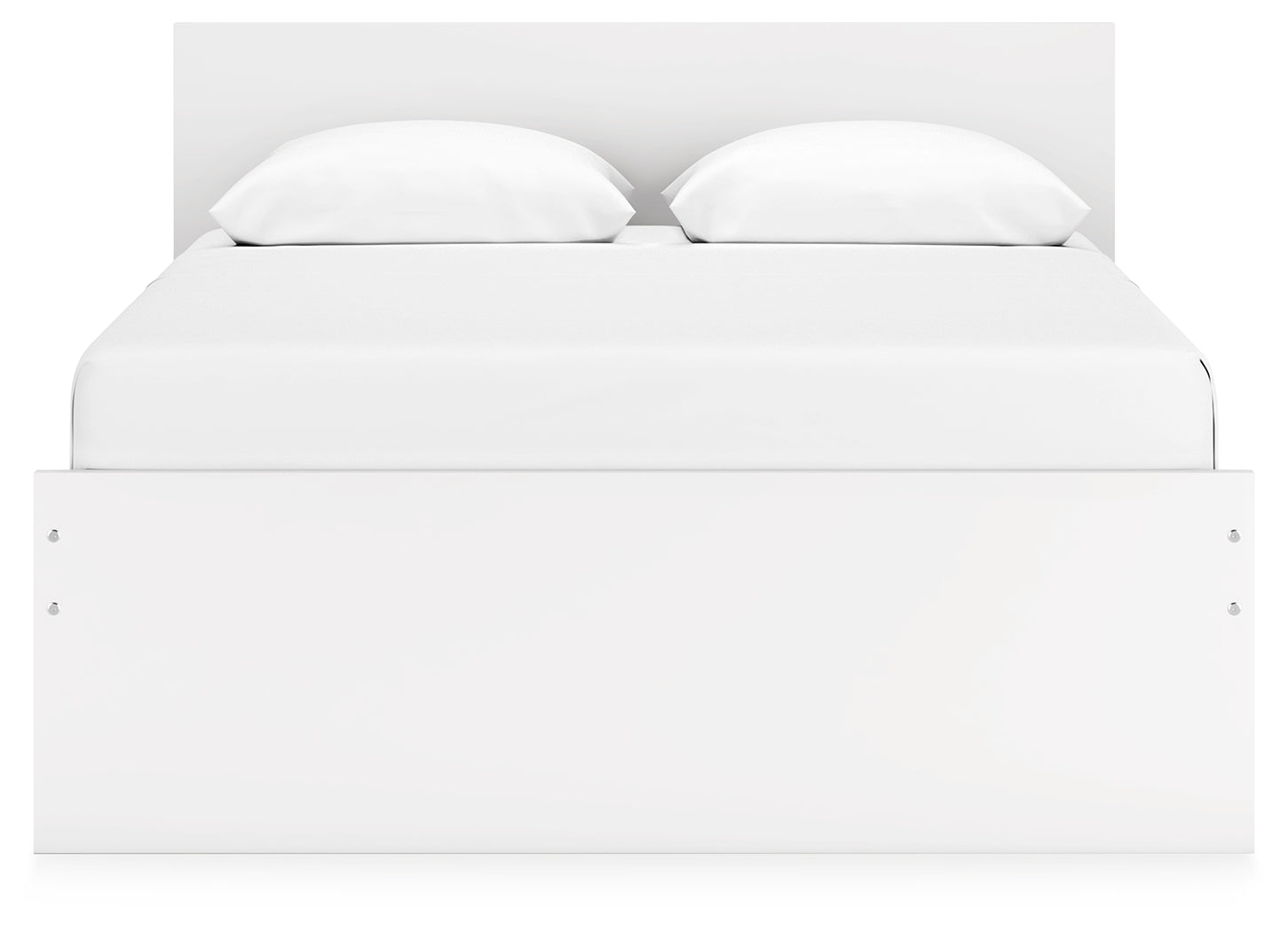Side profile of Onita white bed with storage