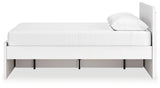 Onita white platform bed drawer open side angle