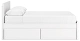 Onita queen bed side view with drawers closed