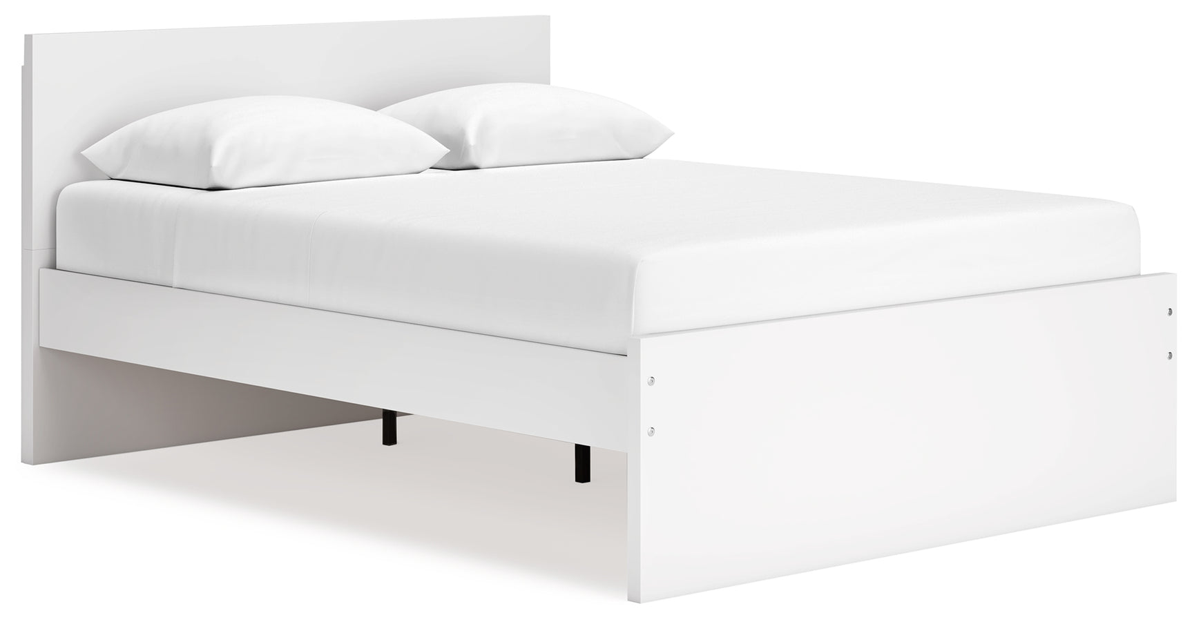 Onita White Queen Panel Platform Bed side angle