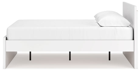 Onita White Queen Panel Platform Bed angled side view