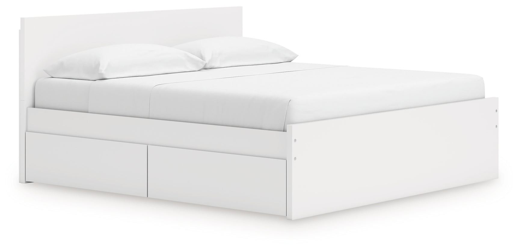 Onita King panel bed side view with storage drawer open