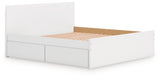 Perspective view of bed frame and storage