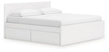 Side view showing storage drawers on the bed