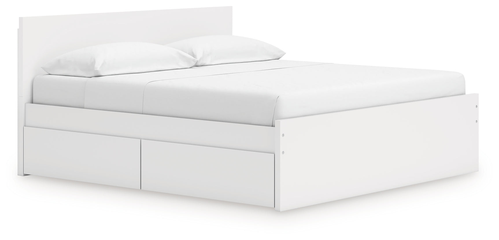 Side view showing storage drawers on the bed