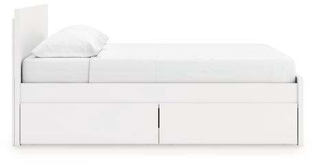 Side angle showing bed depth and storage