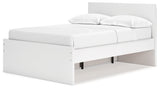 Full panel platform bed white finish, alternate angle
