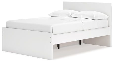 Full panel platform bed white finish, alternate angle