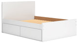 Onita white platform bed, angled front right view
