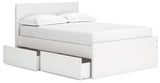 Open storage drawer on side of Onita full-size bed