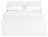 Head-on view of Onita white full-size panel bed