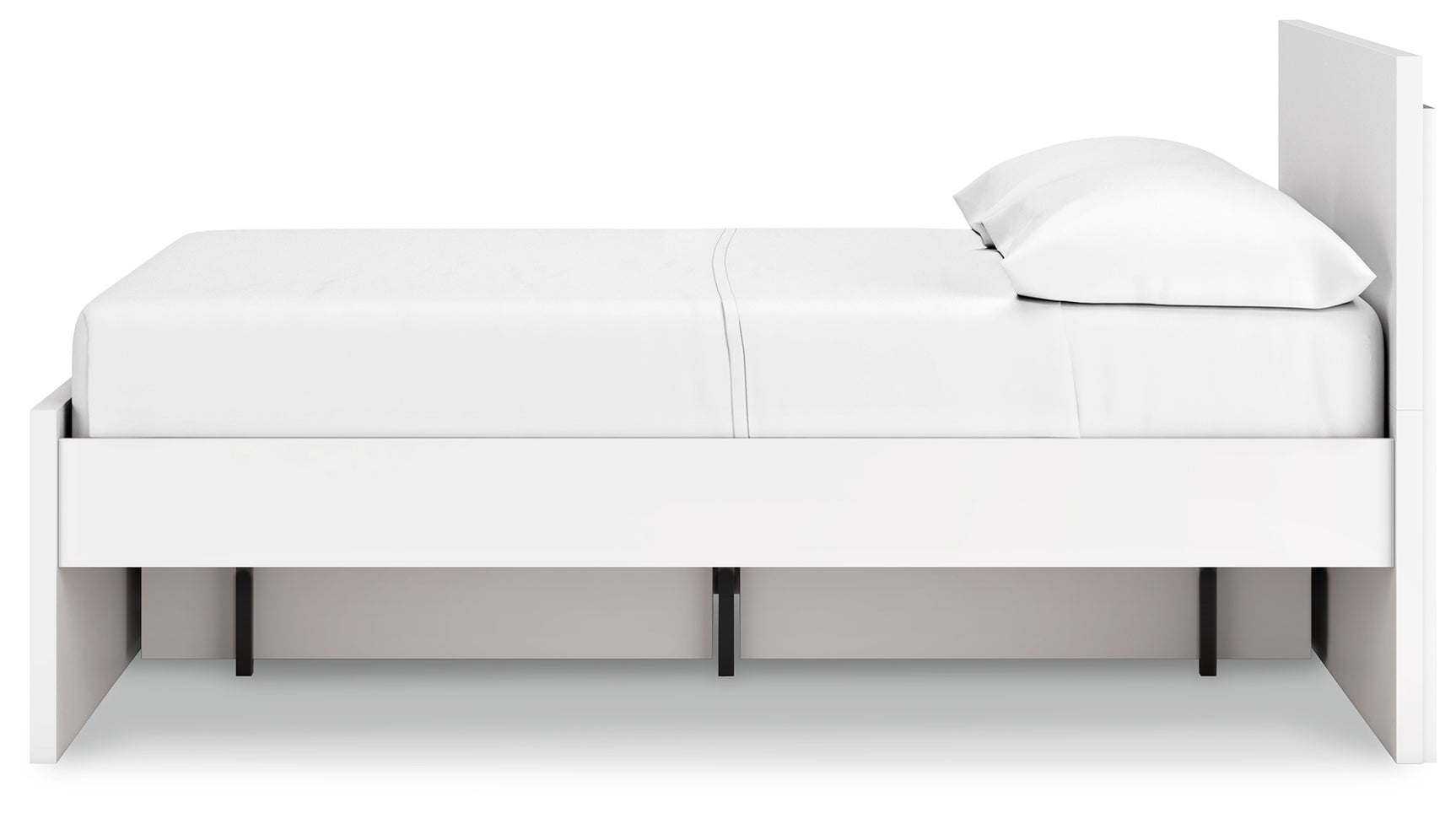 Side alternate view showing storage drawers on Onita bed