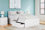Open storage drawer view on Onita full bed