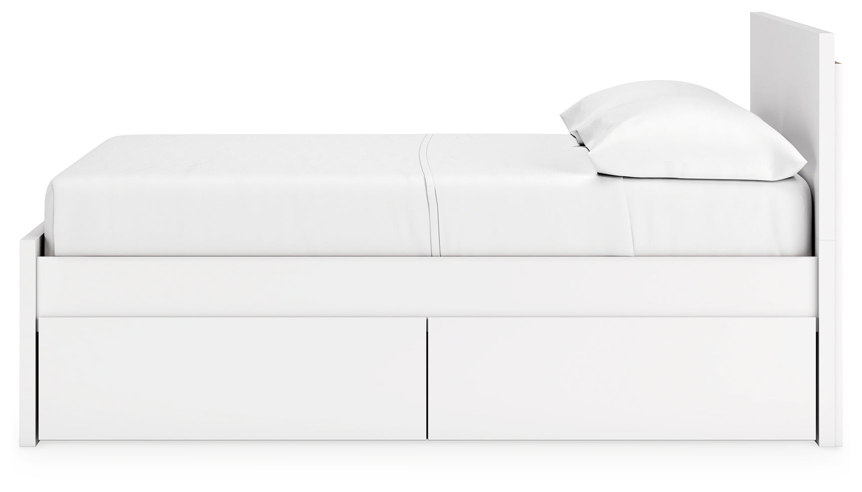 Onita bed side angle with drawer open and storage