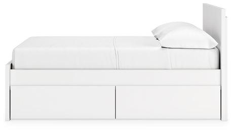 Onita bed side angle with drawer open and storage