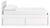 Full front view of Onita white panel platform bed