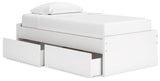 Onita White Twin Platform Bed, angle with visible slats