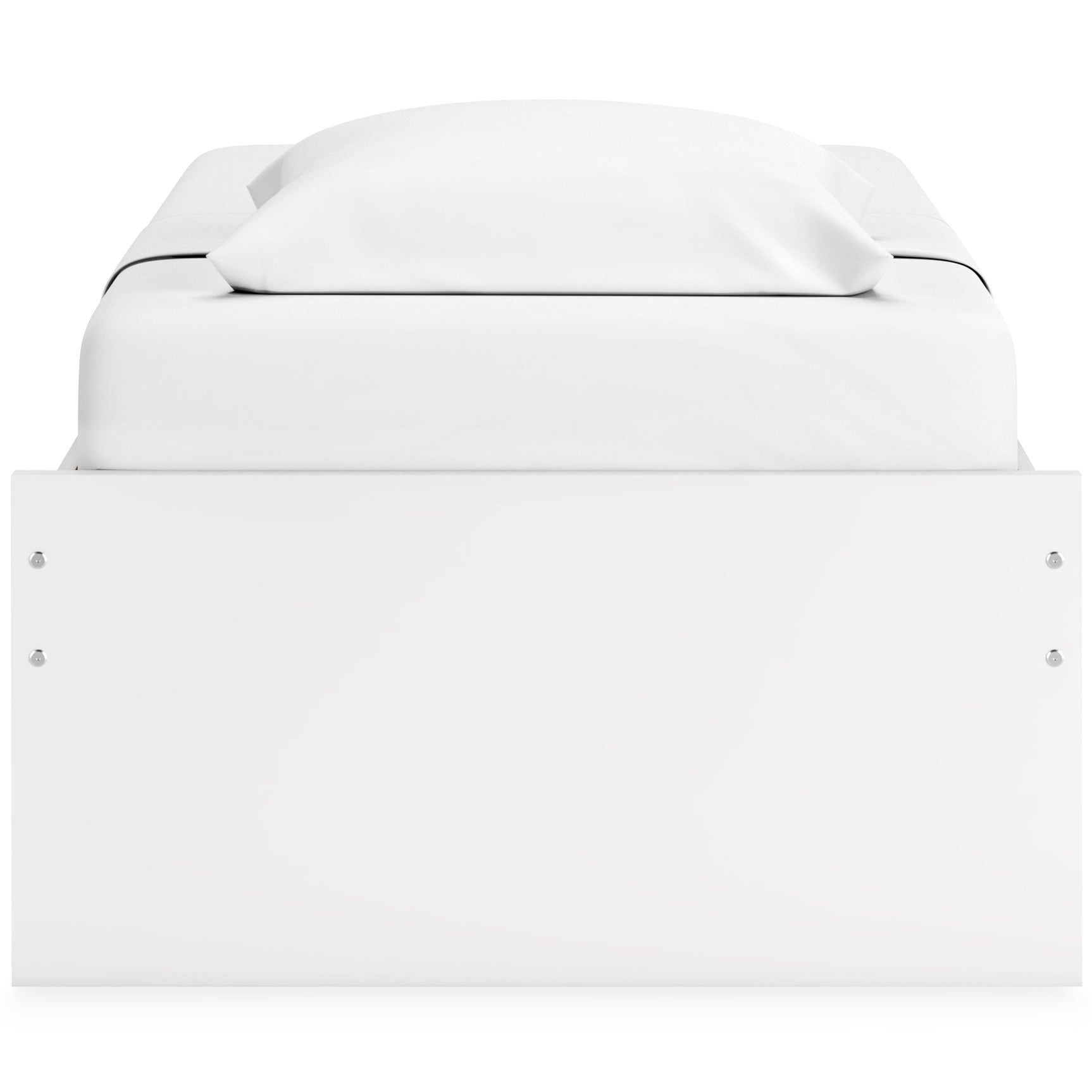 Side view of Onita White Twin Platform Bed