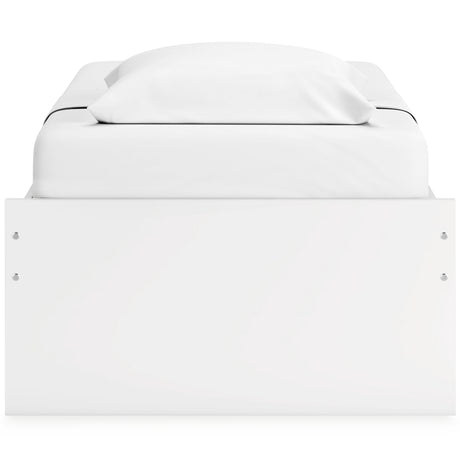 Side view of Onita White Twin Platform Bed