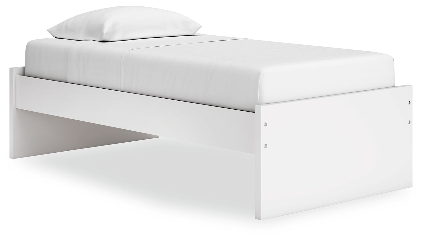 Onita White Twin Platform Bed, side angle
