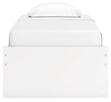Onita White Twin Platform Bed, head-on view