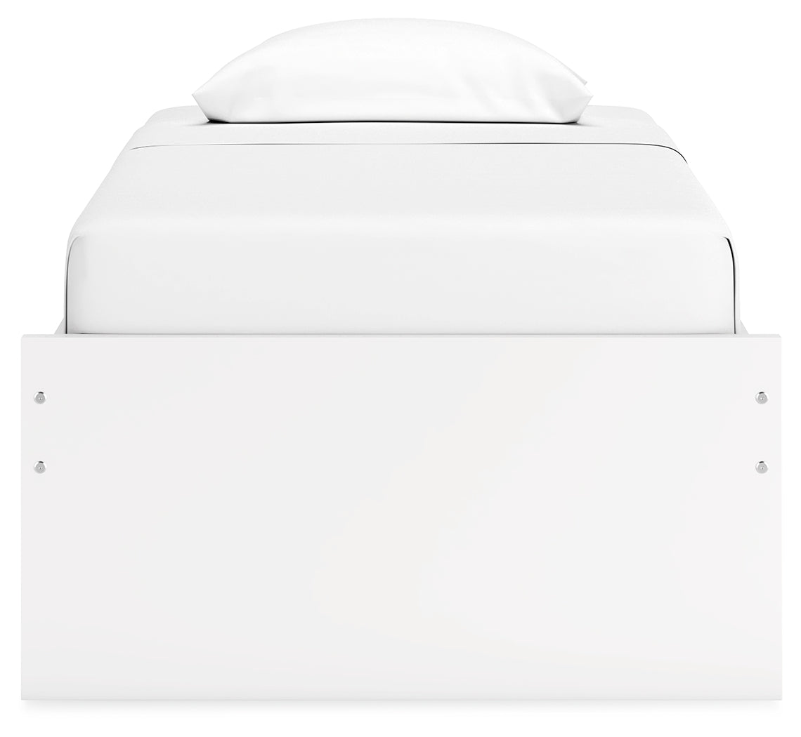 Onita White Twin Platform Bed, head-on view