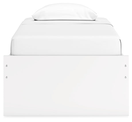 Onita White Twin Platform Bed, head-on view