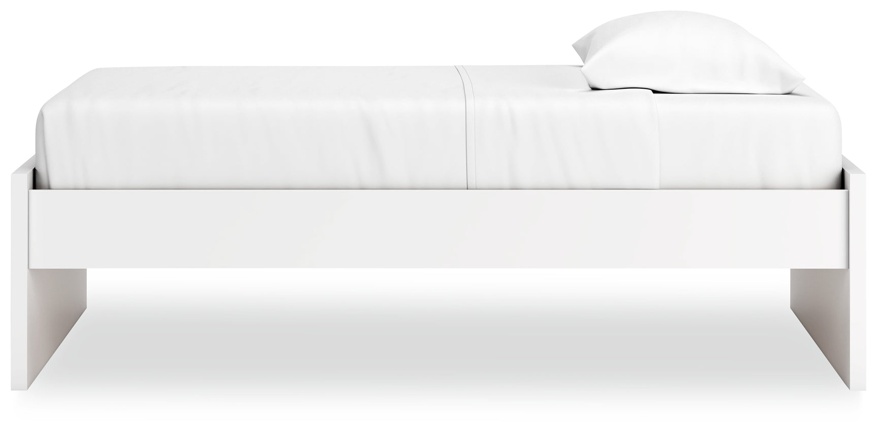 Onita White Twin Platform Bed, side alternate angle