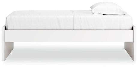 Onita White Twin Platform Bed, side alternate angle