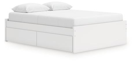 Onita Queen Platform Bed side view with drawers open