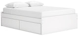 Onita bed side angle showing storage drawers open