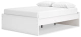 Onita White Queen Platform Bed, rear angle showcasing frame structure