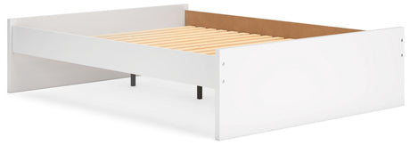 Onita White Queen Platform Bed, head-on view showing clean-lined headboard