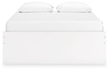 Onita White Queen Platform Bed, side angle with alternate view